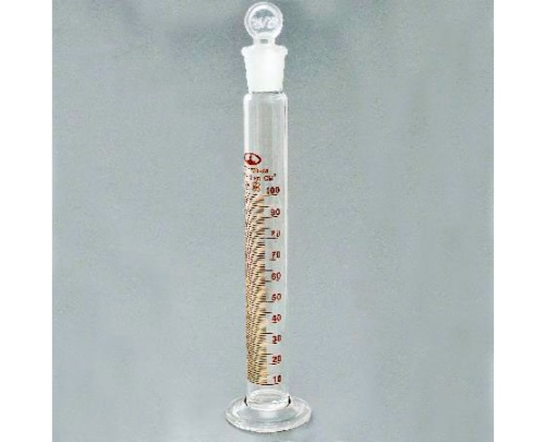 10004402 Цилиндр мерный 2-100-2 с пришлифованной пробкой стеклянное основание