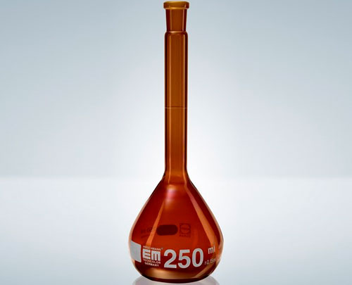 HIRSCHMANN 2640270 Колба мерная 25 мл, высота 110 мм, NS10/19, класс A, стеклянная пробка, темное стекло DURAN