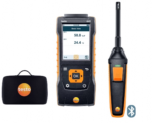 TESTO 0563 4404 Комплект TESTO 440 с Bluetooth зондом влажности и температуры и кейсом, без поверки